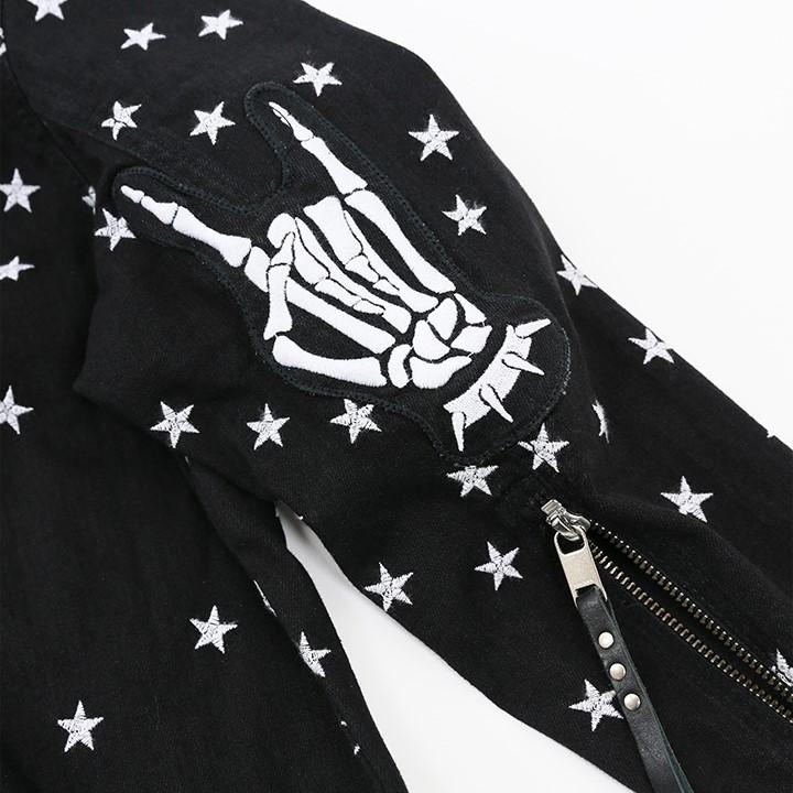 ディーゼル DIESEL デニムジャケット レディース 星柄刺繍 肘パッチ 