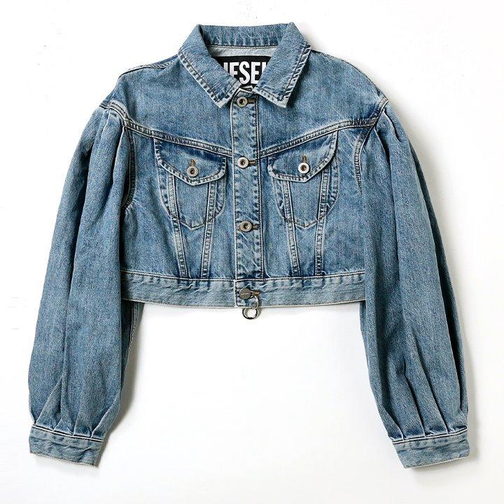 極美品 DIESEL ショート丈 デニム ジャケット Gジャン DE-PUFFY DIESEL ディーゼル デニムジャケット レディース パフスリーブ