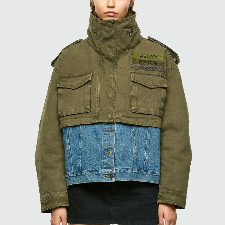 DIESEL レディース ミリタリージャケット DIESEL - DIESEL ディーゼル 迷彩ショート丈 ミリタリー