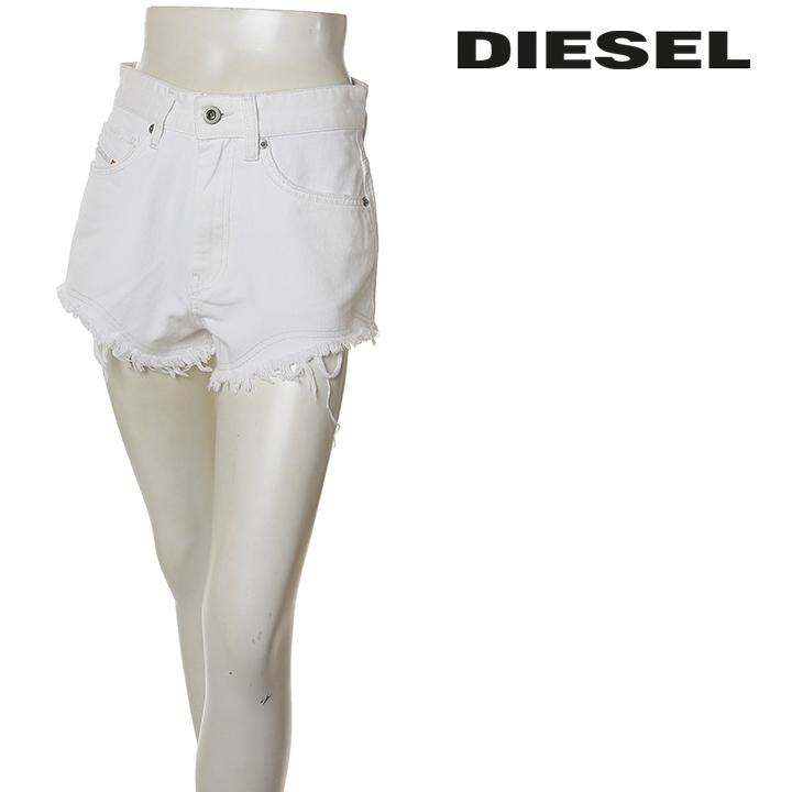 ディーゼル DIESEL ホワイトデニムショートパンツ レディース 裾カット 