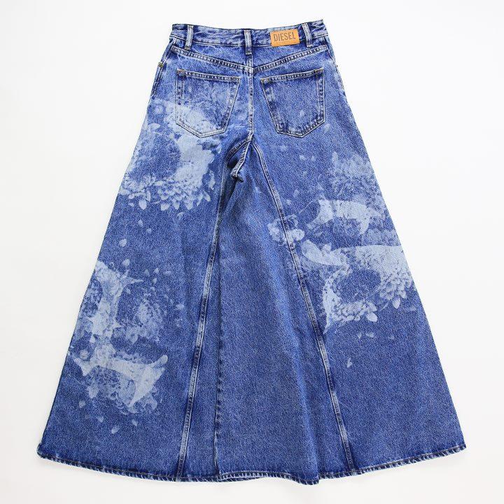 DIESEL D-SPRITZZ ブラックワイドレッグデニムパンツ DIESEL ディーゼル ジーンズ デニム パンツ レディース 牛革