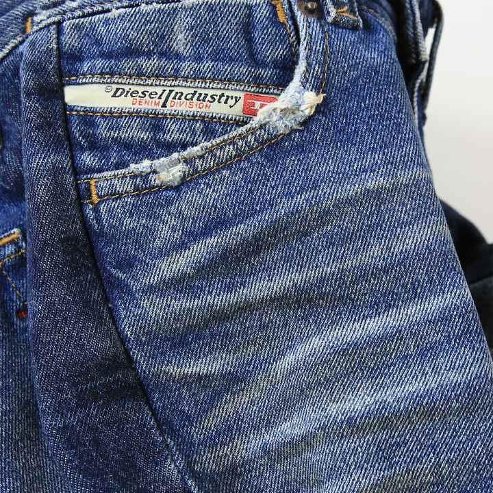【鑑定済美品】24FW ディーゼル レイヤードデニム ダメージ加工 50（XL） ディーゼルSAFADO▽スリムストレートデニム▽ダメージ加工▽2▽W