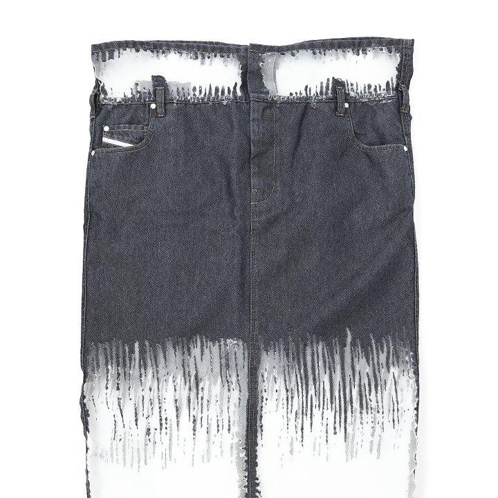 ディーゼル　DIESEL デニム切り替え　ダメージロングスカート DIESEL ディーゼル デニムロングスカート レディース