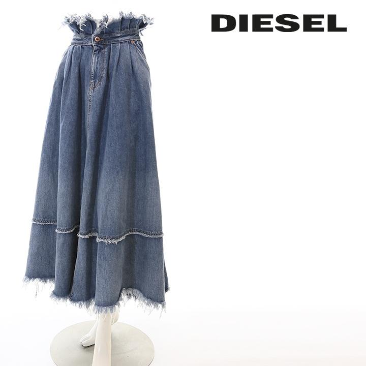 Diesel Industry ロングスカート マキシ フレア デニムスカート DIESEL ディーゼル マキシスカート レディース カットオフ 切り