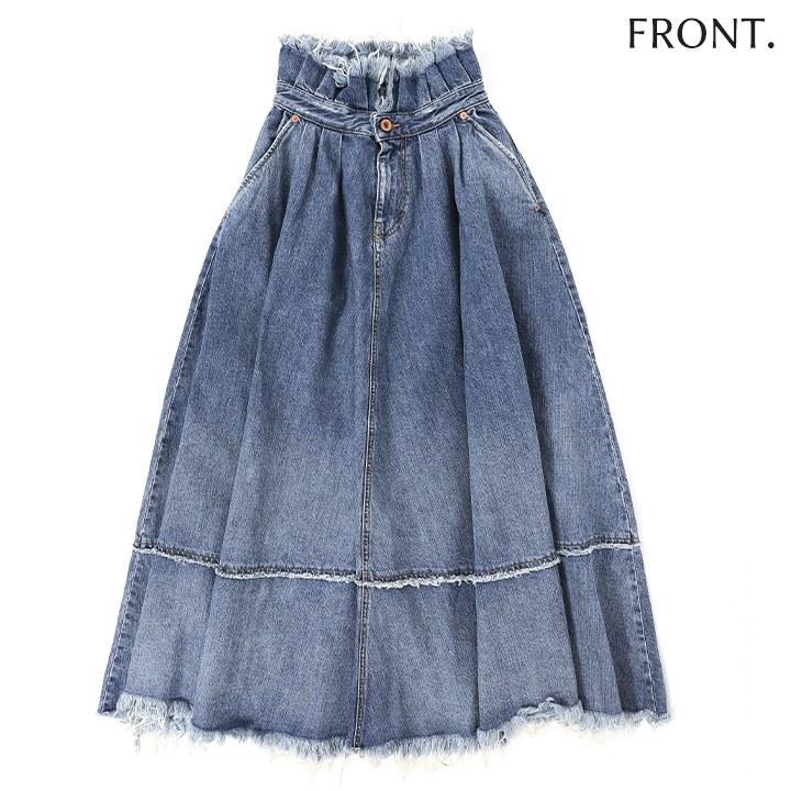 Diesel Industry ロングスカート マキシ フレア デニムスカート DIESEL ディーゼル マキシスカート レディース カットオフ 切り