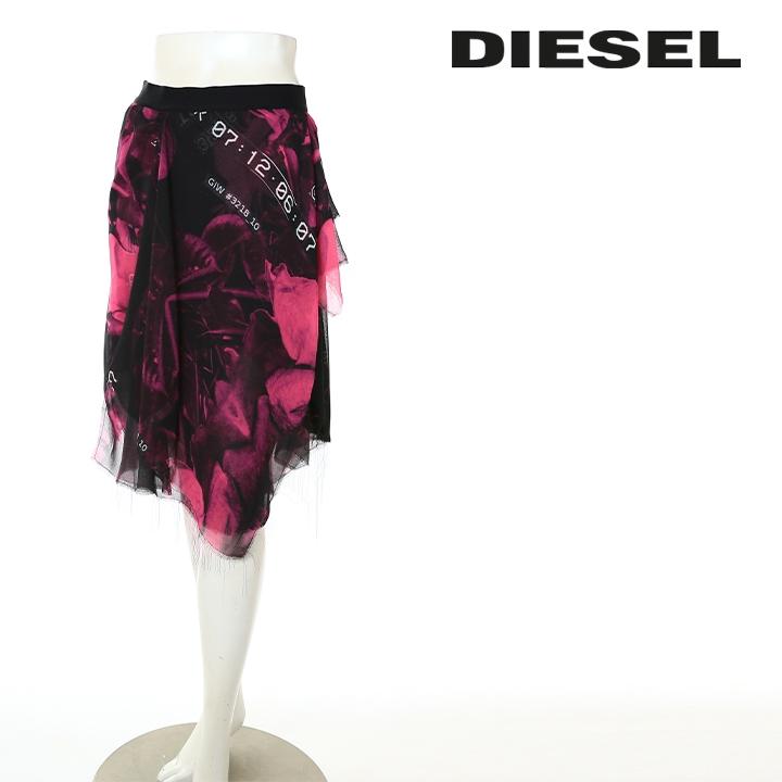 DIESELシフォンプリントスカート DIESEL ディーゼル シフォンスカート レディース ウエストゴム