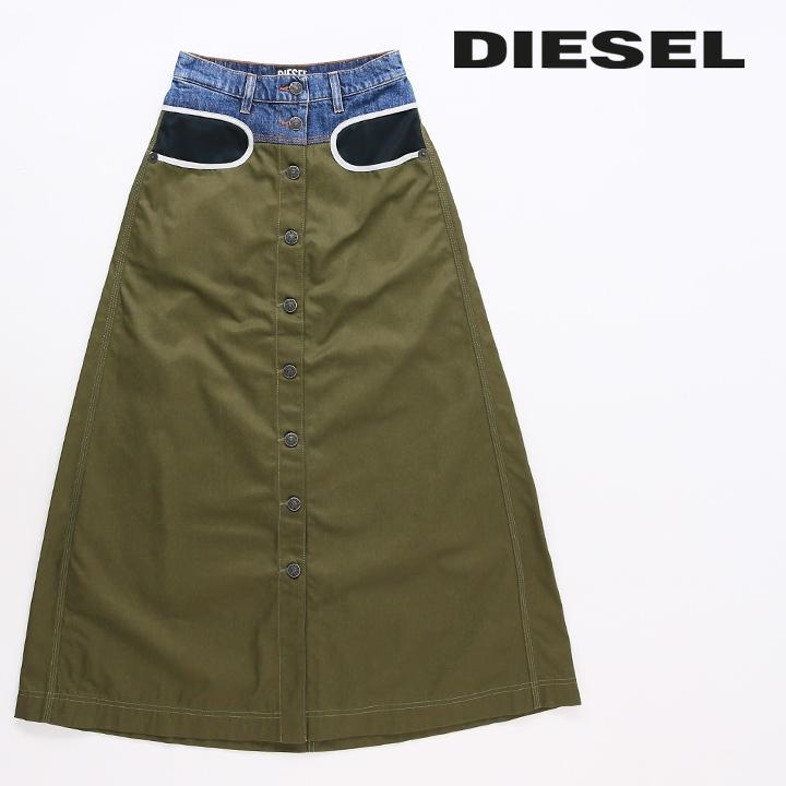 DIESEL ディーゼル ロングスカート レディース デニム切替 DIESEL ディーゼル ロングスカート レディース デニム切替