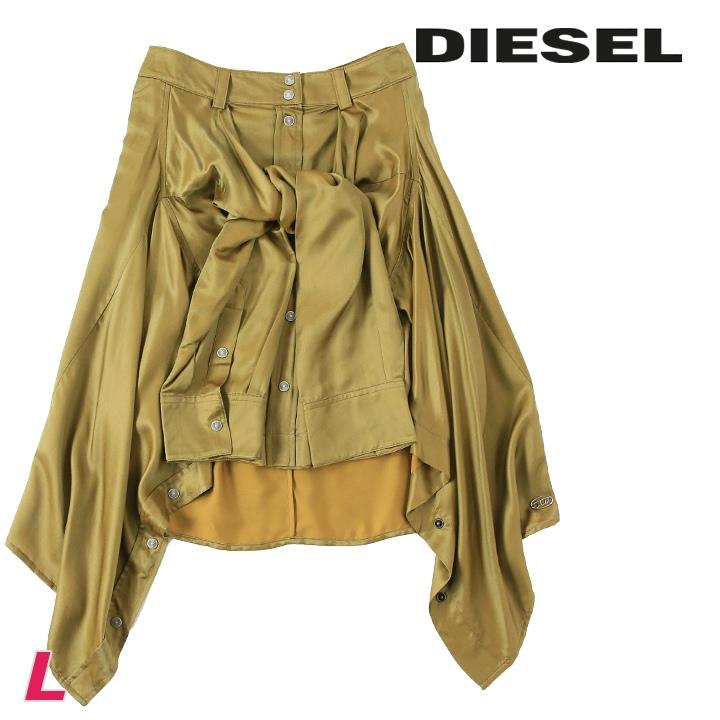 特価 diesel ディーゼル 腰巻きスタイル フェイクシャツ 膝丈スカート DIESEL ディーゼル 膝丈スカート レディース オーバルD