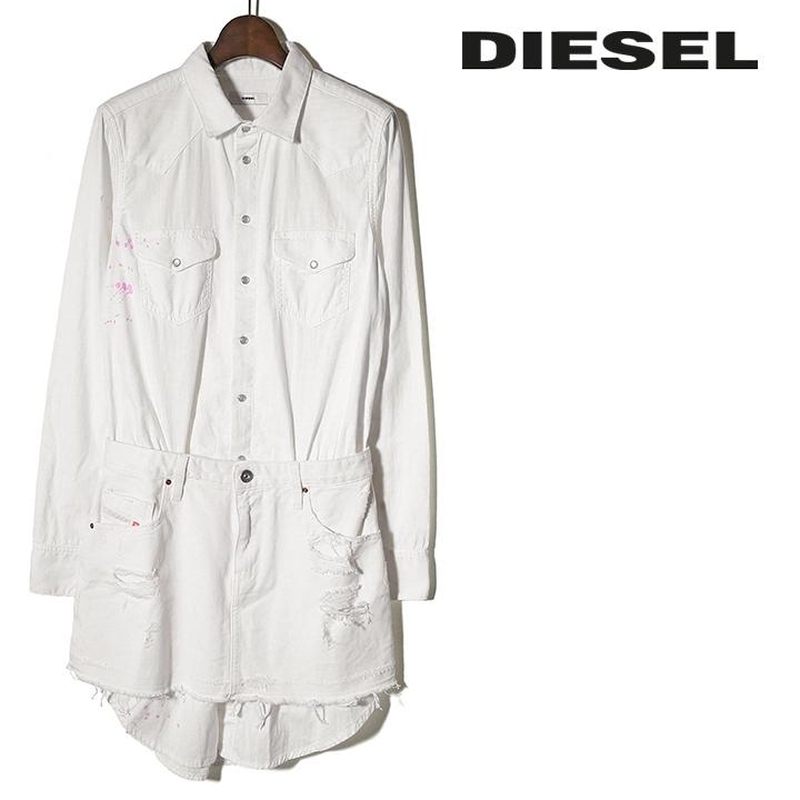DIESEL ディーゼル 長袖シャツワンピース レディース スプラッシュ 