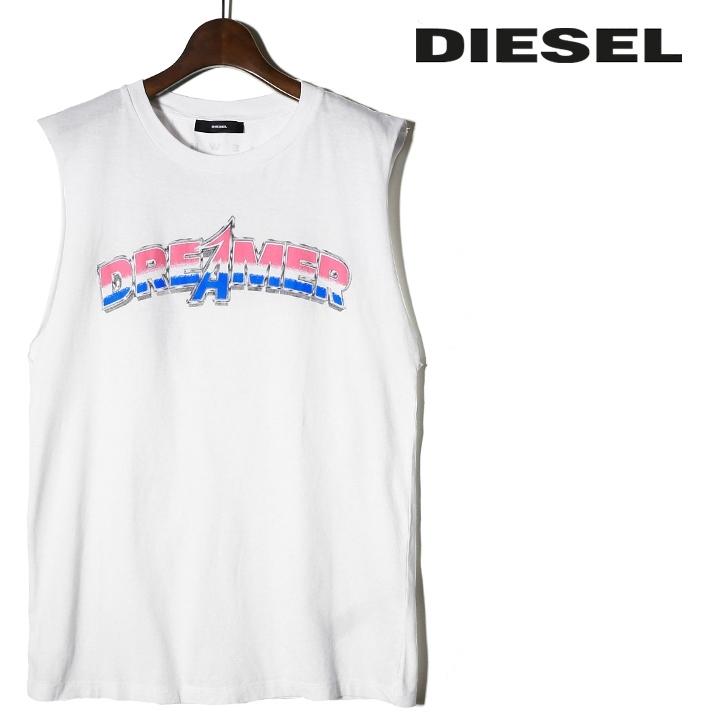 DIESEL ディーゼル タンクトップ レディース プリント ラウンドネック カットオフ ノースリーブカットソー T-SOLARI-H ...