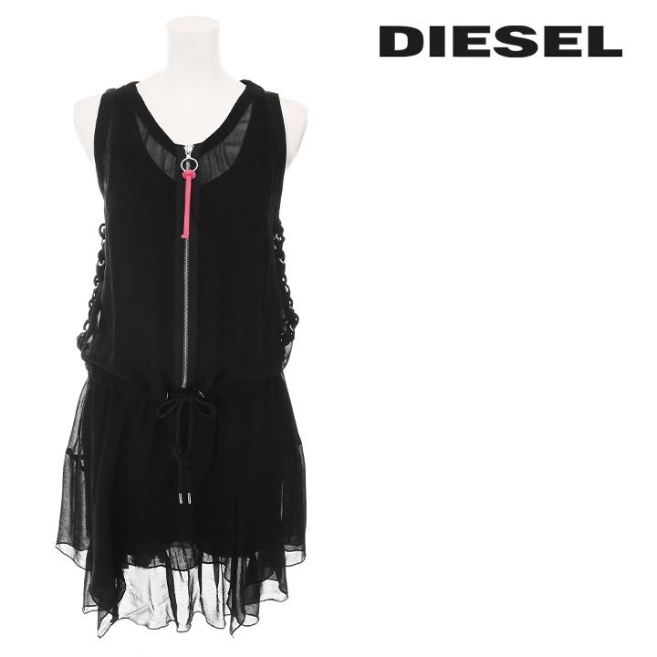 DIESEL ディーゼル　レディース ミニノースリーブワンピース レースアップ DIESEL ディーゼルレディース ミニノースリーブワンピース
