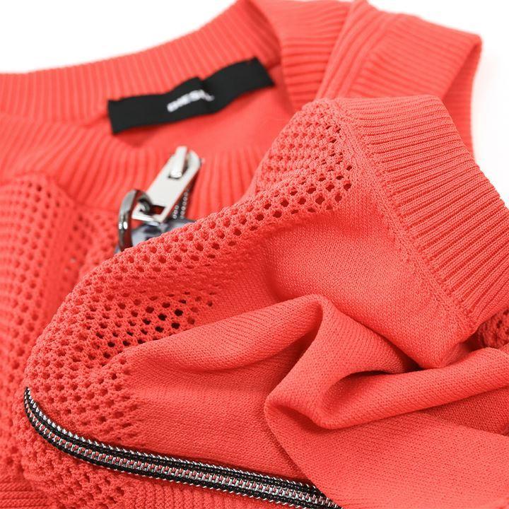 DIESEL ノースリーブミニワンピース メッシュ切替 薄手 黒S DIESEL ディーゼル ノースリーブワンピース レディース メッシュ