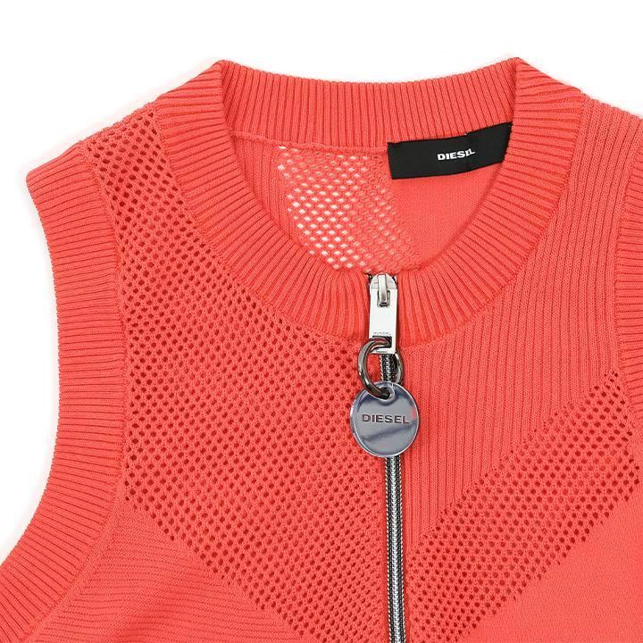 DIESEL ノースリーブミニワンピース メッシュ切替 薄手 黒S DIESEL ディーゼル ノースリーブワンピース レディース メッシュ