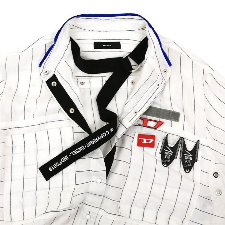 DIESEL ストライプ長袖シャツ S-DOUBLY-STRIPE-NW（MEN）: ロゴストライプシャツ｜ディーゼル