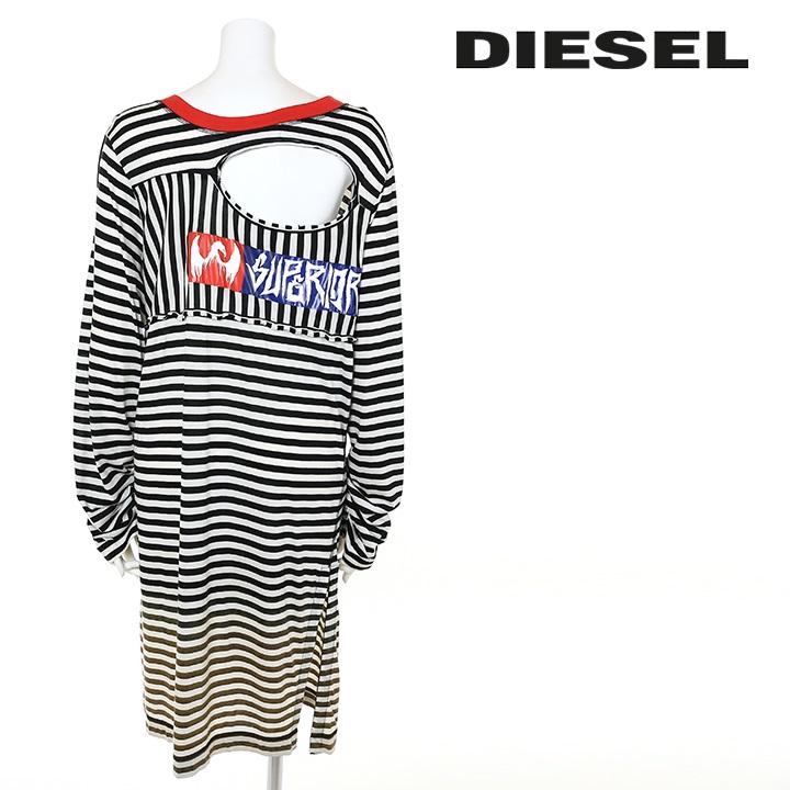 ディーゼル DIESEL ロング丈Tシャツ ワンピース レディース ボーダー