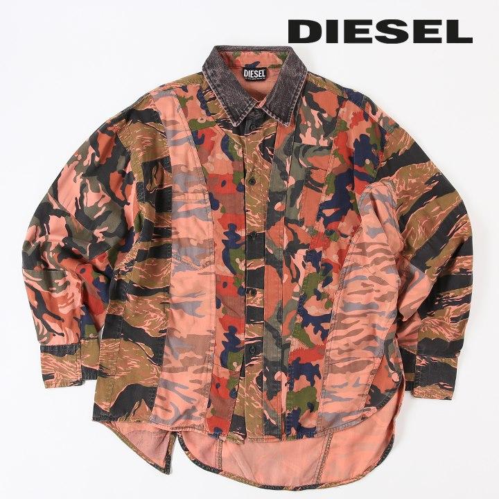 DIESEL ディーゼル 長袖シャツ ブラウス レディース 襟デニム切替 