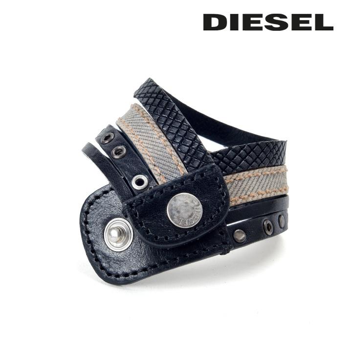 DIESEL レザーブレスレット ディーゼル DIESEL ブレスレット 編み込みレザーブレス ブラック