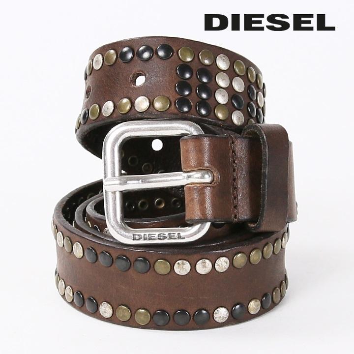 DIESEL 100%本革ベルト DIESEL ベルト メンズ レザーベルト LOGO B-BISCOTTO OUTLINE