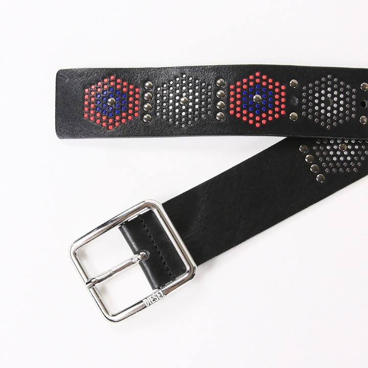 DIESEL ディーゼル スタッズレザーベルト メンズ 牛革 本革