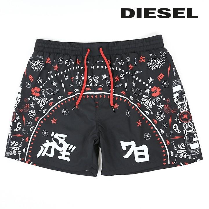 DIESEL メンズ ビーチウェア ロゴ 洗練されたデザイン DIESEL ビーチウェア Bmbx-Nico ブラック S