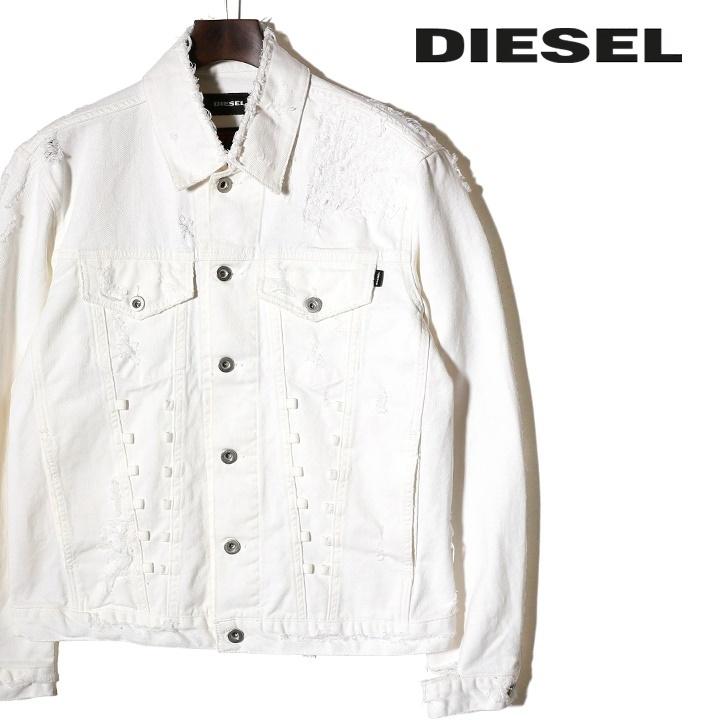 DIESEL ディーゼル ホワイトデニムジャケット メンズ クラッシュ