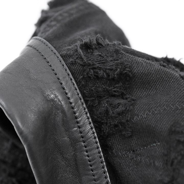 DIESEL ディーゼル ブラックデニムジャケット メンズ レザー襟 DIESEL ディーゼル ブラックデニムジャケット メンズ レザー襟