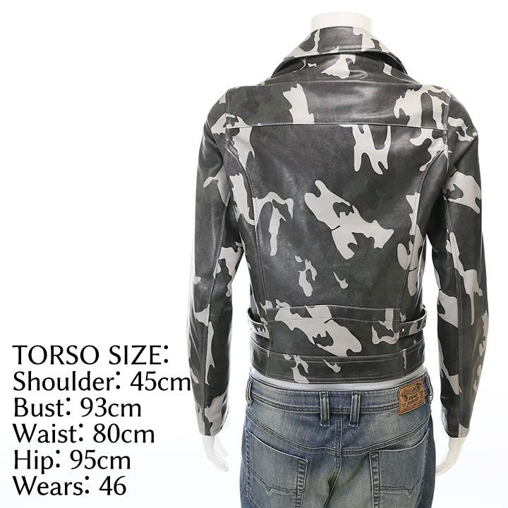 DIESEL レザージャケット シングルライダース ブラック カモフラ 本革 本革 ホースハイド レザージャケット シングルライダース