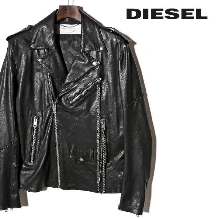 ディーゼル DIESEL レザーライダースジャケット メンズ 羊革