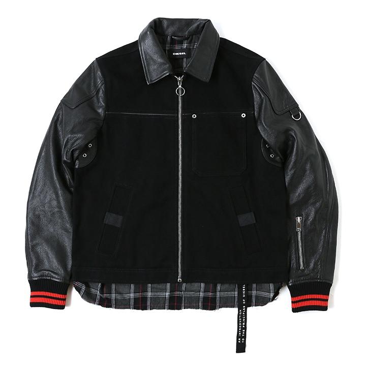 美品　DIESEL  デニムジャケット　牛革 DIESEL ディーゼル デニムジャケット メンズ ブラックデニム