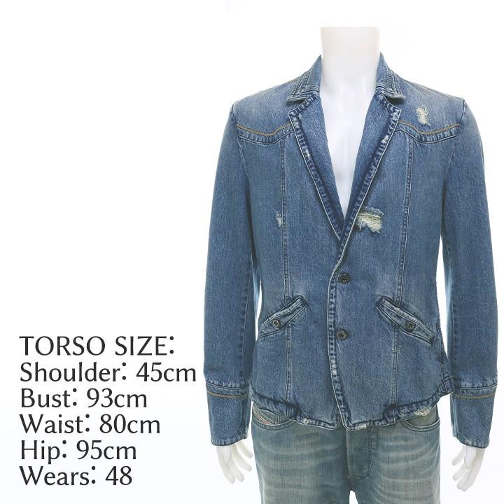 DIESEL BLACK GOLD テーラードジャケット デニム ダメージ加工 DIESEL BLACK GOLD ディーゼルブラックゴールド デニム