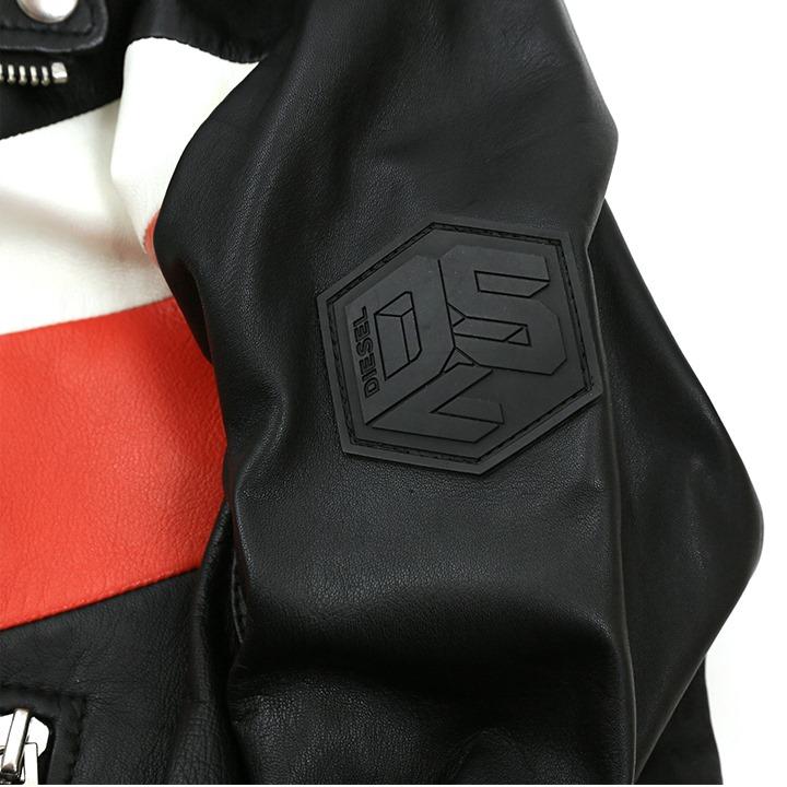 DIESEL ディーゼル レザージャケット メンズ 羊革 本革 配色切替