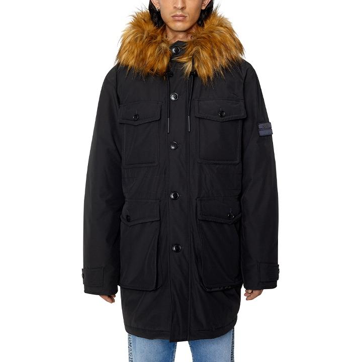 DIESEL ディーゼル　フード付アウター　中綿ジャケット　黒 DIESEL ディーゼル 中綿ジャケット コート メンズ フェイク