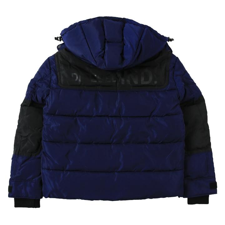 DIESEL ディーゼル　フード付アウター　中綿ジャケット　黒 DIESEL ディーゼル 中綿ジャケット メンズ バックプリント 切替