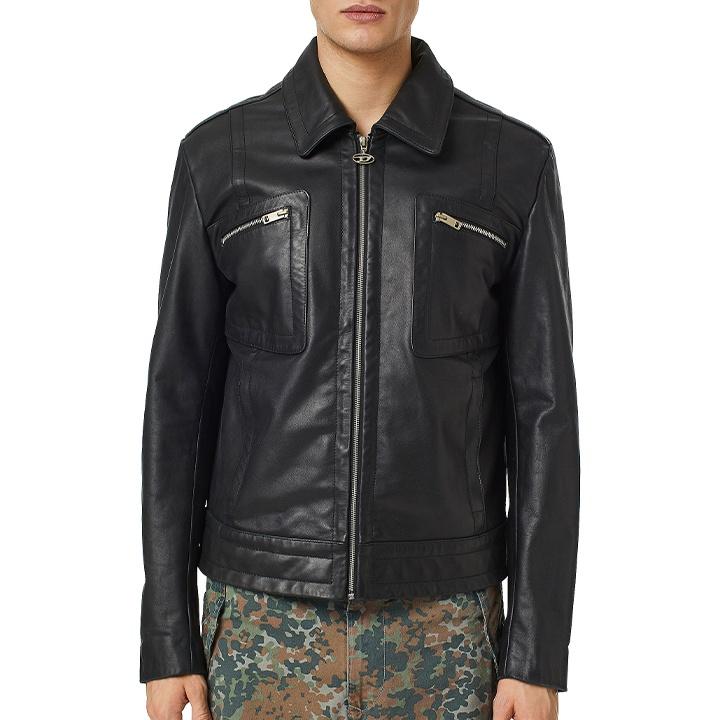 DIESEL ディーゼル レザージャケット メンズ 牛革 本革 オーバルD