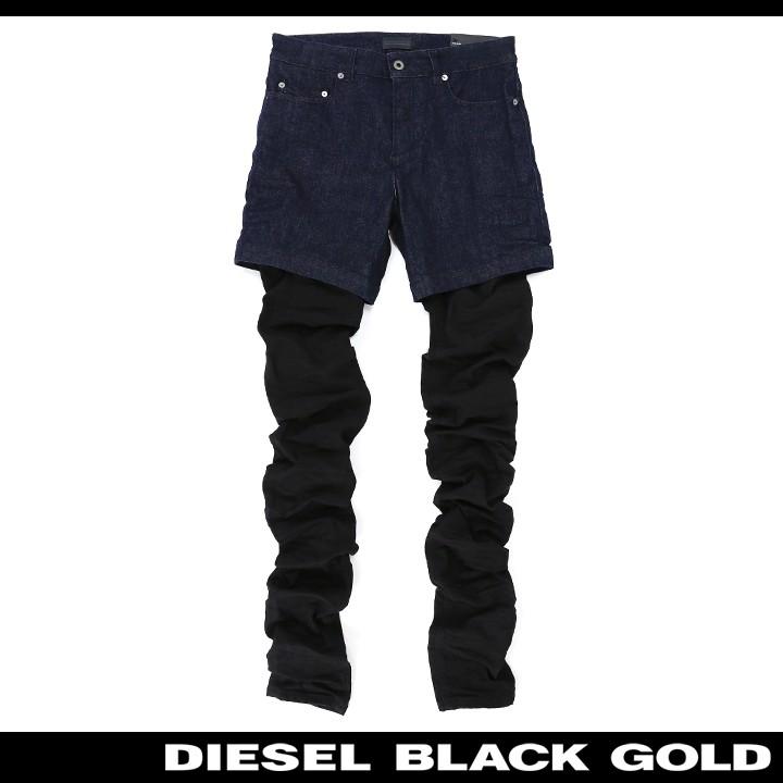 ディーゼルブラックゴールド DIESEL BLACK GOLD ジーンズ デニム パンツ メンズ 重ね着風 レイヤード スーパーロング