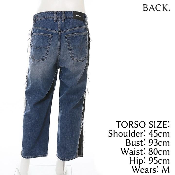 DIESEL ストレートデニム アンクル丈　フリンジ裾 DIESEL ディーゼル ジーンズ デニム パンツ メンズ サイド切替