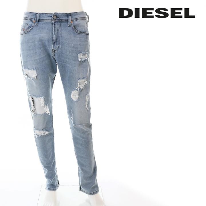 ディーゼル Diesel ジーンズ デニム パンツ メンズ クラッシュダメージ加工 裾ジップ スリムキャロット ブーツカット Deepzip 代引可