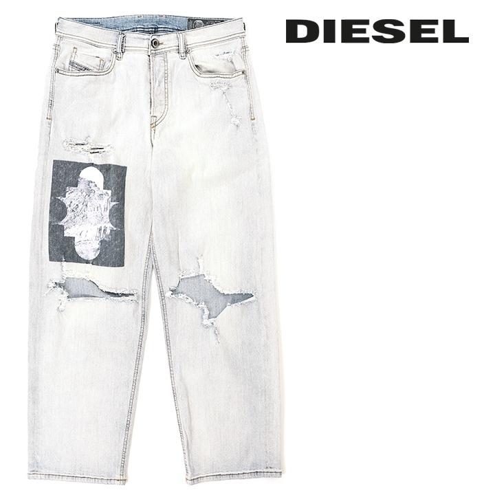 ディーゼル DIESEL ジーンズ デニム パンツ メンズ デストロイクラッシュダメージ加工 グラフィックプリント ストレッチ レギュラー