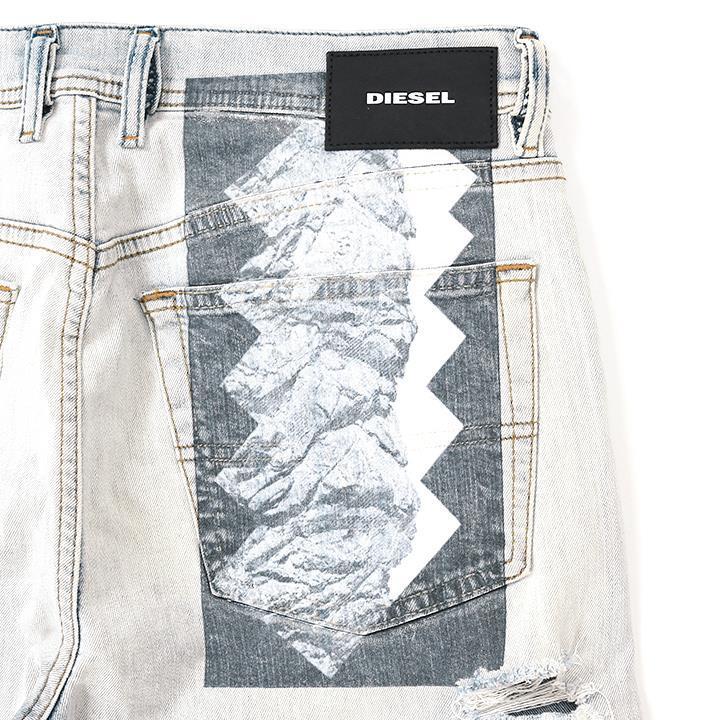 DIESELデストロイダメージ加工 ストレッチ レギュラーストレート ジーンズ DIESEL ディーゼル ジーンズ デニム パンツ メンズ デストロイ