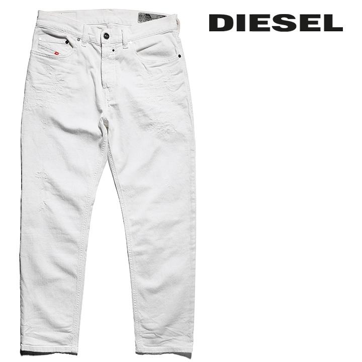 【新品】DIESEL ディーゼル デニムジーンズ ホワイトデニム ダメージ加工 DIESEL (ディーゼル) ダメージ ウエストコード ホワイトジーンズ