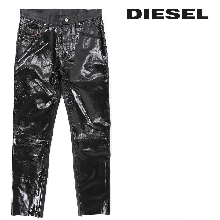 DIESEL ディーゼル レザーパンツ メンズ 羊革×牛革切替 裾ジップ DIESEL ディーゼル レザーパンツ メンズ 羊革×牛革切替 裾ジップ