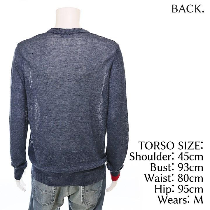 DIESEL（ディーゼル） ニットセーター メンズ ワンポイント配色 麻 