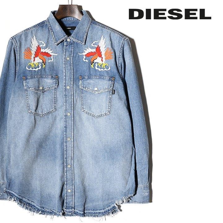 DIESEL ディーゼル デニムシャツ メンズ 刺繍装飾 ヴィンテージ
