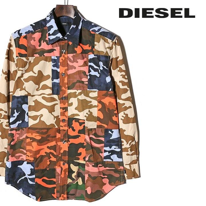 DIESEL ディーゼル 長袖シャツ メンズ 迷彩柄 パッチワーク