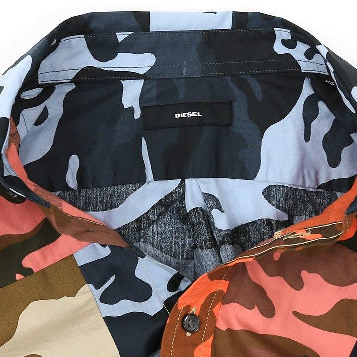 DIESEL ディーゼル 長袖シャツ メンズ 迷彩柄 パッチワーク