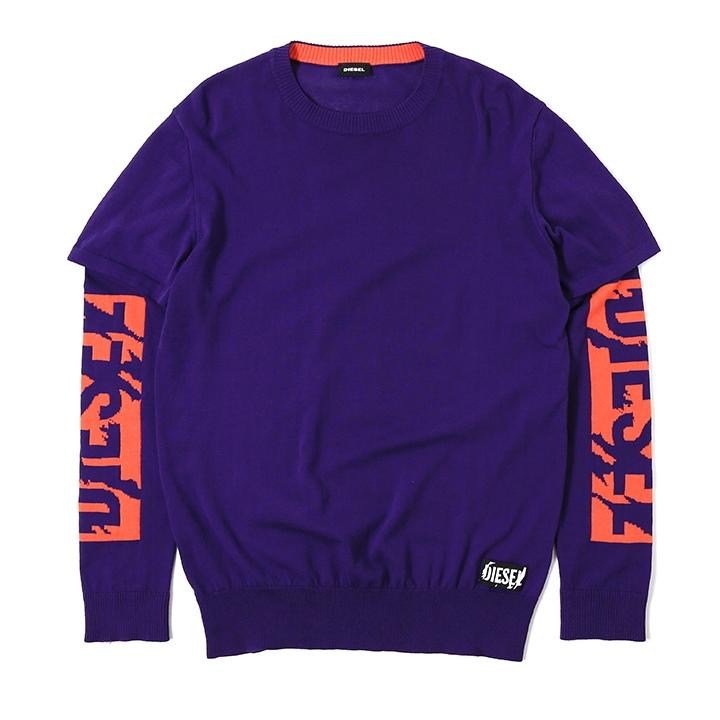 DIESEL ディーゼル コットンニットセーター メンズ レイヤード