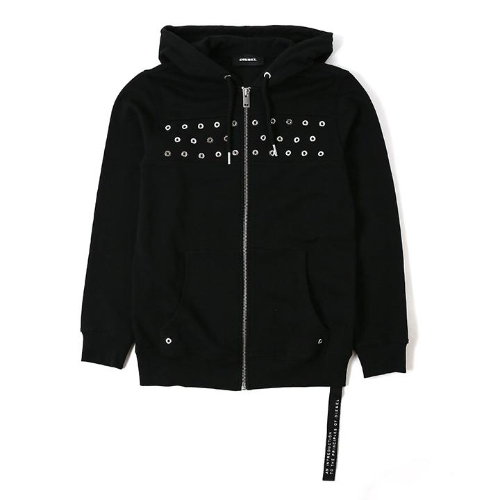 DIESEL メッシュフード付きパーカー DIESEL (ディーゼル) メッシュ切り替え フルジップ パーカー S
