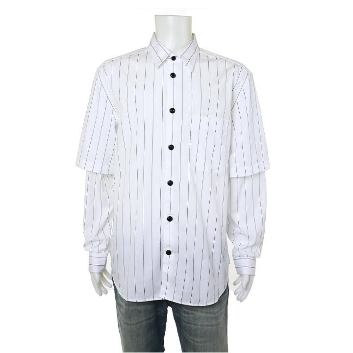 DIESEL　ストライプオーバーサイズシャツ S-DOUBLY-STRIPE-NW（MEN）: ロゴストライプシャツ｜ディーゼル
