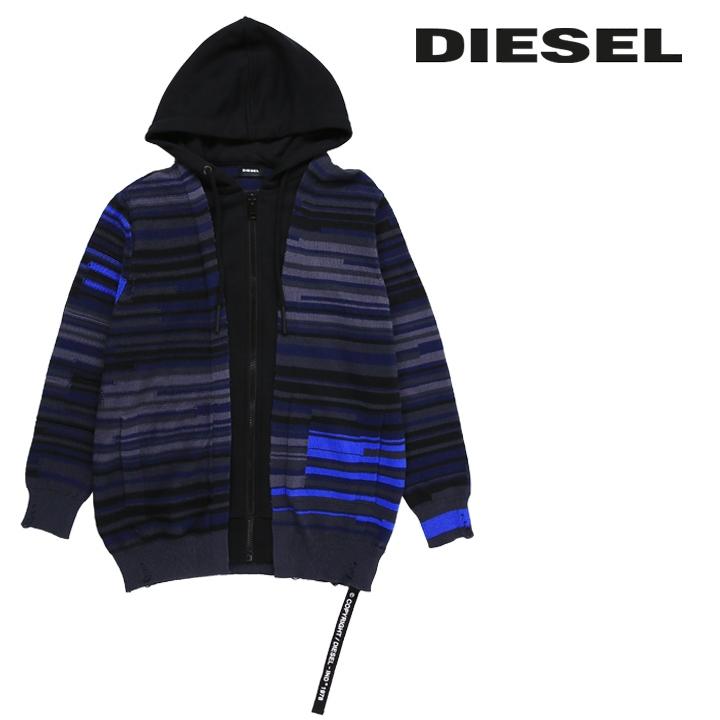 DIESEL ディーゼル ニットパーカー メンズ スウェット切替 ジップ 
