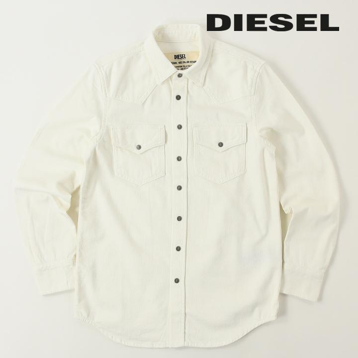 DIESEL ディーゼル ホワイトデニムシャツ メンズ フロントスナップ 
